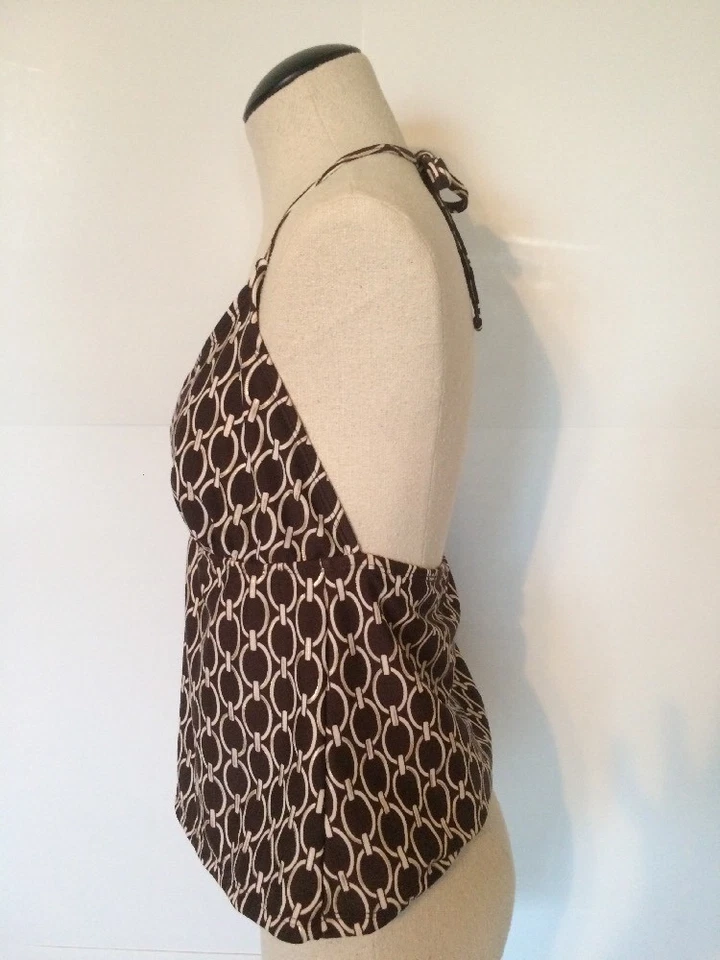 Sand N Sun Tankini Swimsuit Top Brown Gold Ivory Women’s Size Medium 8-10 - Image 4 of 4