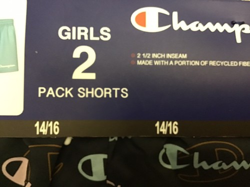 New Champion 2 Pairs 2.5" Black/Blue 2-Pack Active Shorts Size 14/ 16 Girls - Picture 4 of 9