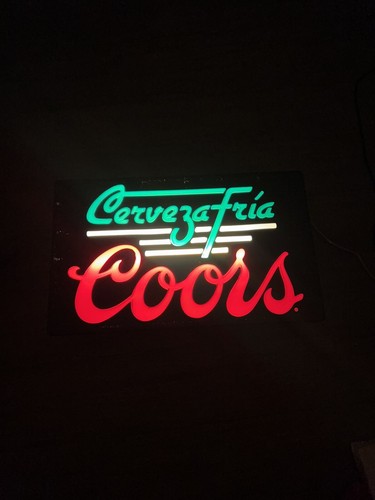 ORIGINAL Vintage Coors Beer Cerveza Fria 25.5X15.5 Lighted Bar Sign - Picture 2 of 10