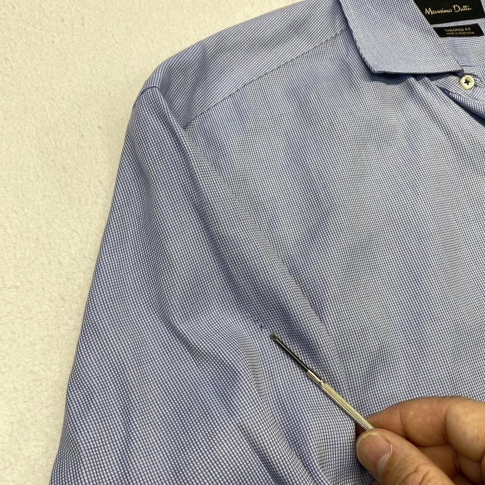 Camisa de vestir Mossimo Dutti para hombre talla grande azul manga larga abotonada Foto 4 de 4