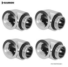 Barrow G1/4" Male to Female Extender Fitting, 90 Degree Angle, Silver 4 Pack