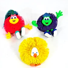 OddzOn Koosh Lings Ball Bendable Buddies Sunny, Skye, Duck Lot of 3 Vtg 90s 