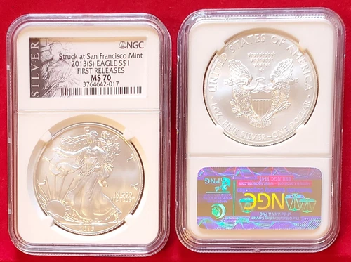 2013(S) Silver Eagle S$1 NGC MS70 FR Struck at San Fran ALS Liberty Label (017)