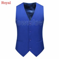 Mens Smart Formal Waistcoat Gilet Dress Suit Jackets Vest Stage Dance Show Slim