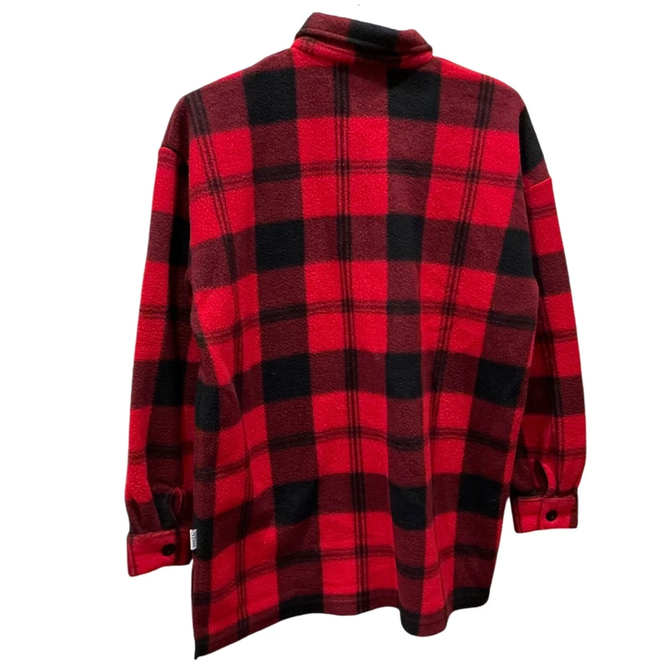 L Jeans New York Jacket Coat Women Shacket Flannel red Black watch Plaid Buffalo - Image 3 of 4