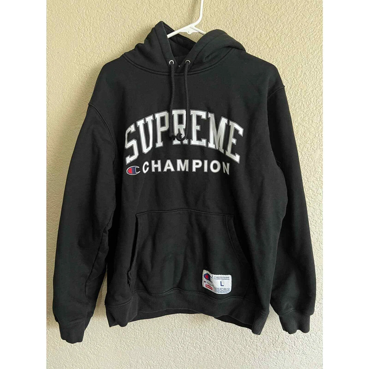 sagde betalingsmiddel lunken Supreme x Champion Pullover Hoodie Black L | eBay