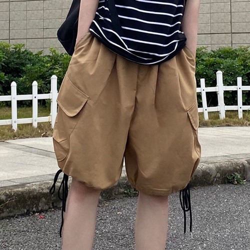 Lady Knee Length Cargo Shorts Half Pants Drawstring Baggy Loose Thin Pocket  | eBay