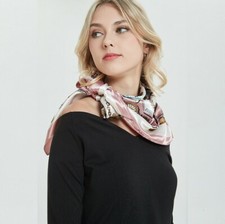 Bunt  Sommer Halstuch Seidentuch Bandana Tuch 90x90 Stola rosa Damen beige