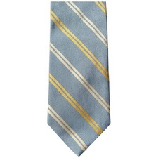 Brooks Brothers Makers Men's Silk Neck Tie Necktie Light Blue Yellow Stripes