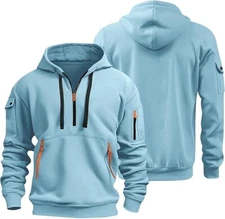 Men's Blue Tactical Quarter Zip Pullover Long Sleeve Hoodie Sweatshirt Sz 5XL NW