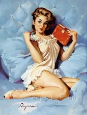 Thinking of You Elvgren Pin Up Quilt Block Multi Szs Free Shipping