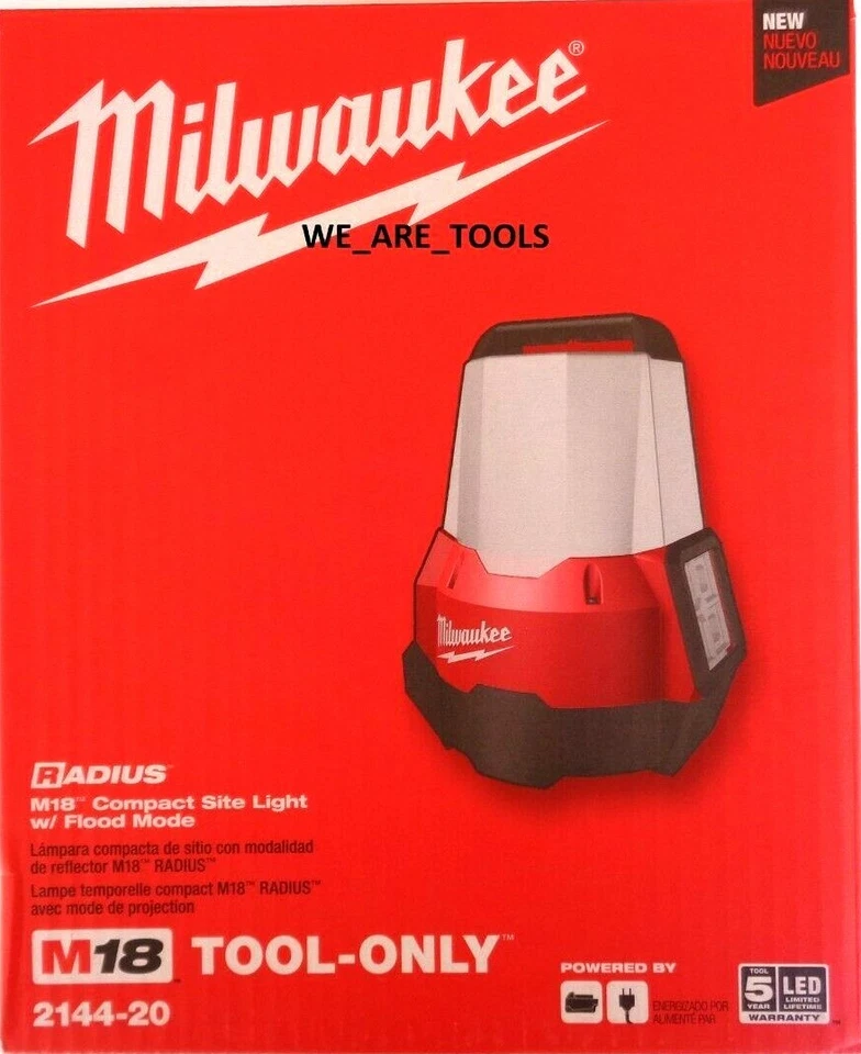 Milwaukee 2144-20 Radius LED Light M18 Compact Jobsite 2200 Lumens Cordless 18V