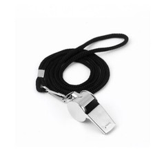 Solid Metal Referee Whistle With Black Lanyard Coach Whistle For Sports Games