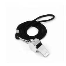 Solid Metal Referee Whistle With Black Lanyard Coach Whistle For Sports Games
