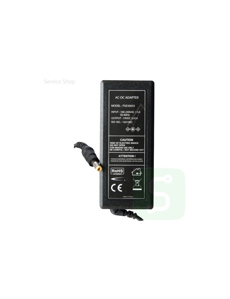 Adaptateur secteur 19V 3.42A 65W compatible ordinateur portable avec connecteur PSE50055