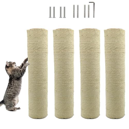 4 Stück Katzenkratzbaum Ersatz 15,7 Zoll x 3,1 Zoll Natur Sisal Katzenbaum Pfosten R... - Bild 1 von 7