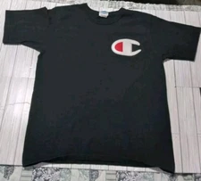 Vtg Champion Big C Embroidered Logo Distressed Short Sleeve Crew T-Shirt Size XL