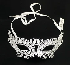 LASER CUT Metal Venetian Masquerade Costume Prom Party Wedding White Bride Mask