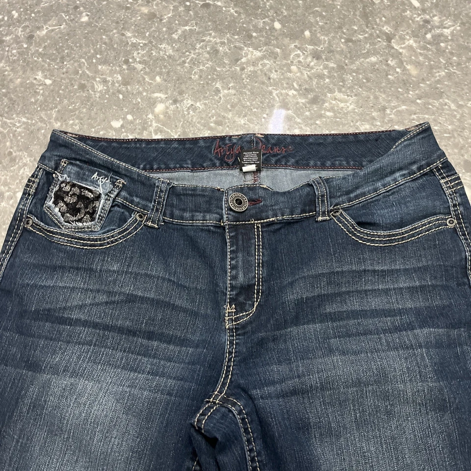 Jeans Ariya Bootcut para mujer 16maui azul desteñido denim elástico oscuro punto grueso Foto 3 de 4