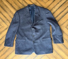 VINTAGE Irvine Park Jacket Blue Wool Tweed Twill Heavy Sport Coat Blazer 42S