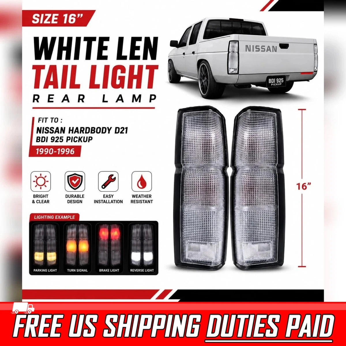 Rear Tail Lights for Nissan D21 for sale | eBay