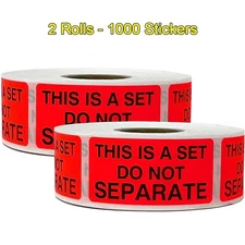 2 Rolls THIS IS A SET DO NOT SEPERATE Stickers FBA Packing Labels Self Adhesive