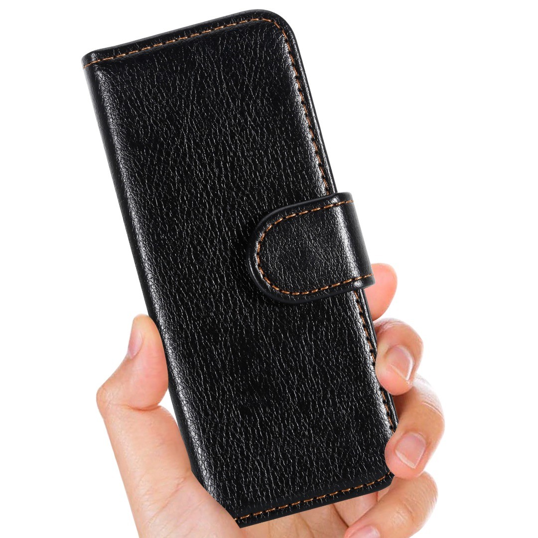 Custodia Libro Portafoglio RonRon Per Nokia C02, In Pelle Sintetica Nera, Con Slot Per Carte E Supporto, Antiurto - 4
