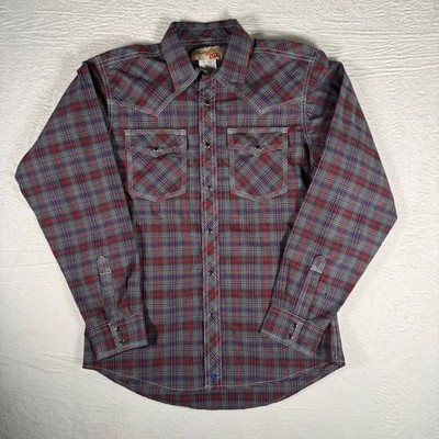 Wrangler 20X Shirt Boys XL Cotton Plaid Cowboy Rodeo Western Pearl Snapshirt