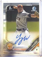 Topps 2019 Bowman Logan Webb Rookie Autograph Chrome Prospect Giants #CPA-LW