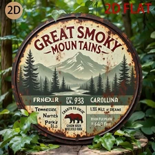 Vintage Great Smoky Mountains Rustic Cabin Tin Metal Signs Home Décor 8x8 