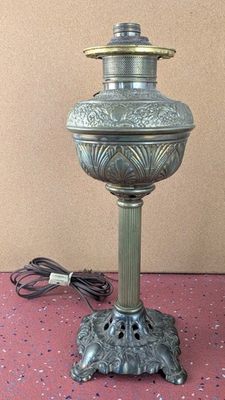 #ad Vintage Art Nouveau Kerosene Parlor Oil Lamp Converted Electric 17quot; Base Only $99.99