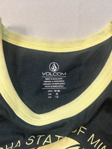 NEW VOLCOM M/8 CROP HAWAII ALOHA GRAPHIC TANK WOMENS BLACK SHIRT - Picture 5 of 9