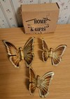 Vintage Home Interiors Brass Gold Tone Butterfly Wall Plaques In Original Box — photo 1
