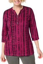 Denim & Co. Women's Texture-Knit 3/4-Sleeve Henley Tunic Berry