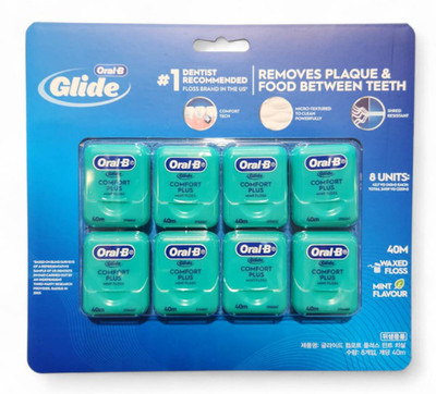 Oral-B Glide Mint Dental Floss Comfort Plus 40m x 8 Pack Bulk