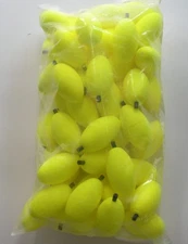Comal O250Y-50  Styrofoam Oval Float With Peg 2.5" Yellow Bag of 50