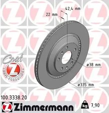 Image of 2x Brake disc Externally Vented 100.3338.20 ZIMMERMANN for VW AUDI BENTLEY