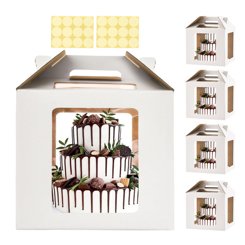 Tall Cake Boxes for Tier Cakes 14x14x14 Inch Tall Cake Carrier with 6 Windows...