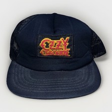Vintage 80s Ozzy Osbourne Patch Black Mesh Snapback Foam Trucker Hat Rock Metal