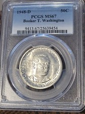1948-D Booker T. Washington Half Dollar PCGS MS66 Blazing White Luster!!! PQ!!!