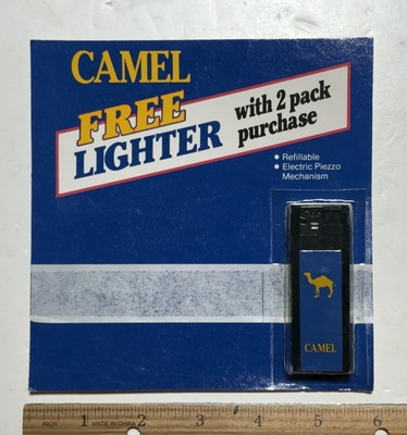 Vtg Camel Cigarettes Blue & Yellow Logo Lighter, RJRTC, 1987 In-Store Promo NIP