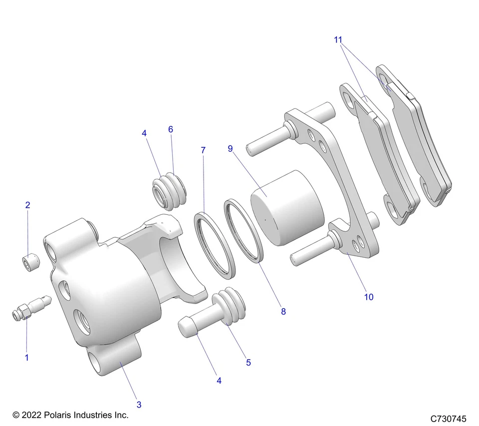 Polaris Brake Caliper Assembly, Left, 1.5, Red Metallic - Image 2 of 2