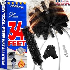 Dryer Vent Cleaning Kit Lint Brush Flexible Rods & Drill Attachment Tool New