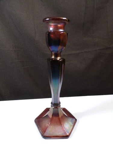 Vintage Fenton Wisteria Iridescent Stretch Glass Candlestick
