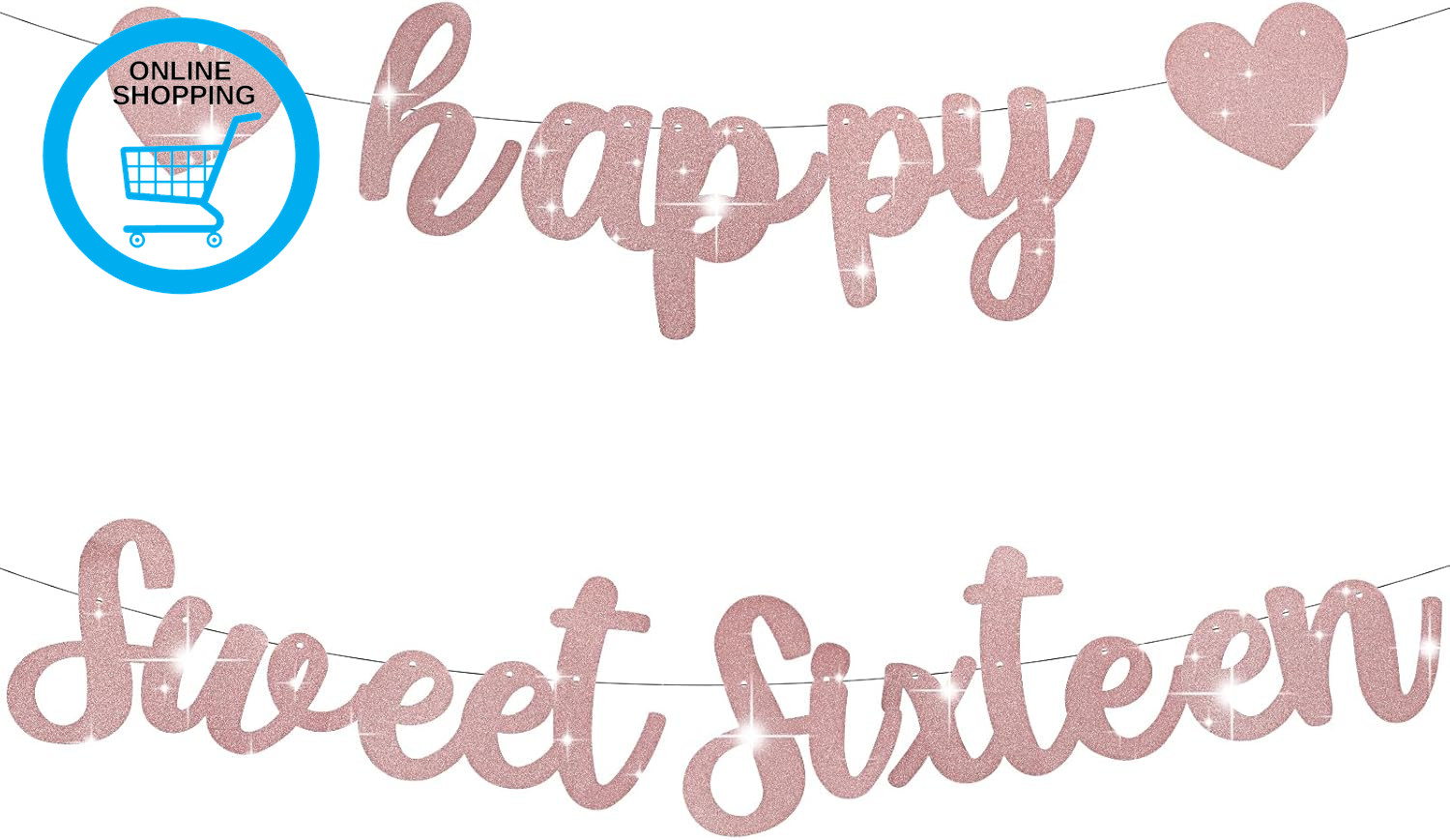 Sweet 16 Birthday Decorations, Happy Sweet 16 Banner, Glitter 16Th Birthday Bann