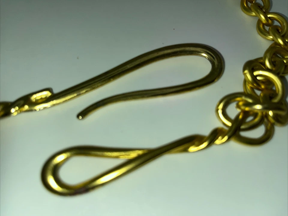 复古黄金金属链链鱼钩式腰带项链 S 32 英寸独特珠宝 Mod — 第 4/4 张图片