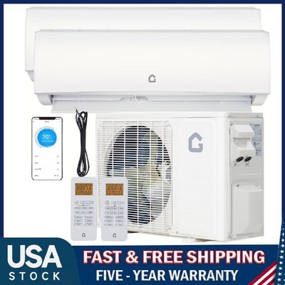 18000 BTU Dual Zone Mini Split Air Conditioner Heat Pump 24 SEER2 230V 9000 9000