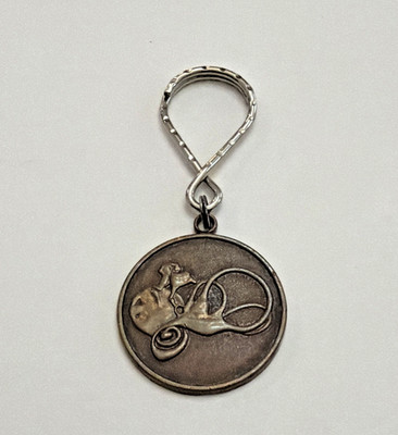 Pediazole Pharmaceutical Key Chain Ear Anatomy Cochlea Key Chain 1980's Medicine