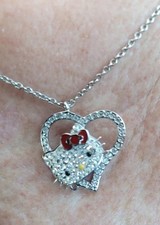 Hello Kitty Heart Swarovski Necklace Free Gift