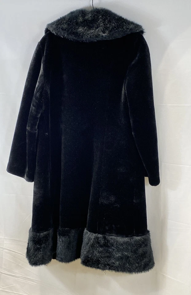 Vintage 70s Ed Millstein Mill-asia Womens Black Faux Fur Trim Long Coat - Image 2 of 4